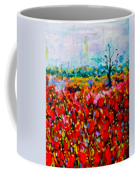 Landscape Coffee Mug featuring the painting A Field of Flowers # 2 by Maxim Komissarchik