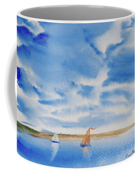Afternoon Coffee Mug featuring the painting A Fine Sailing Breeze on the River Derwent by Dorothy Darden