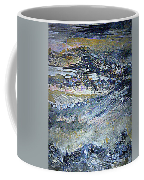 Abstract Landscape In Blue Coffee Mug featuring the painting A Gentle Earth by Nancy Kane Chapman