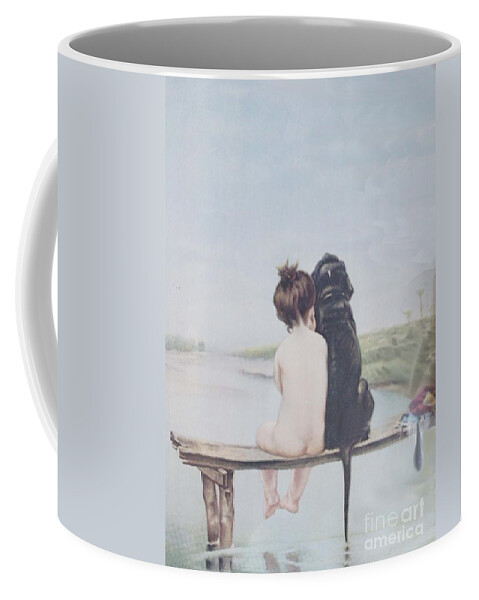 Girl Coffee Mug featuring the painting Bathing Beauties by Bruno Piglhein by Priscilla Wolfe