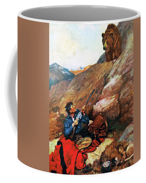 Outdoor Coffee Mug featuring the painting A Grizzly Surprise by Philip R Goodwin