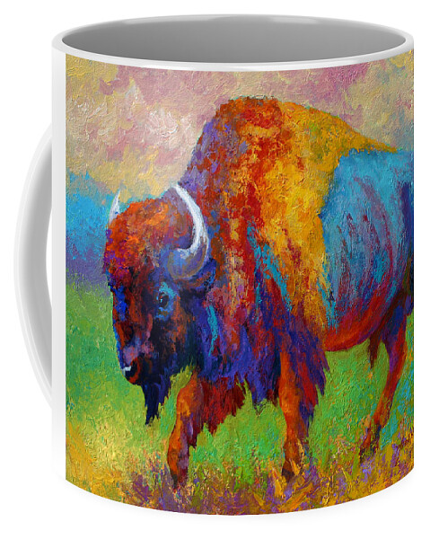 Wildlife Coffee Mug featuring the painting A Journey Still Unknown - Bison by Marion Rose