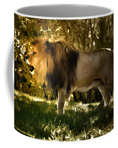 Animal Coffee Mug featuring the photograph A Lion King by Elaine Manley