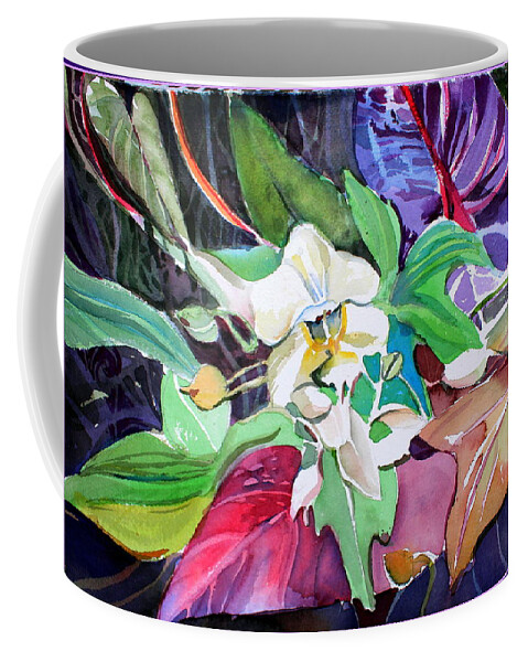 Orchid Coffee Mug featuring the painting A Little Orchid by Mindy Newman
