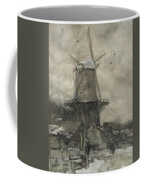 19th Century Painters Coffee Mug featuring the painting A Mill in Winter by Jacob Maris