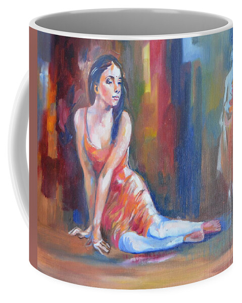  Coffee Mug featuring the drawing A moment to contemplate by Parag Pendharkar