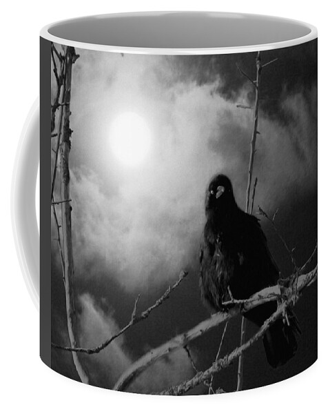Moon Crow Coffee Mug featuring the mixed media A Moonlicht Nicht by I'ina Van Lawick