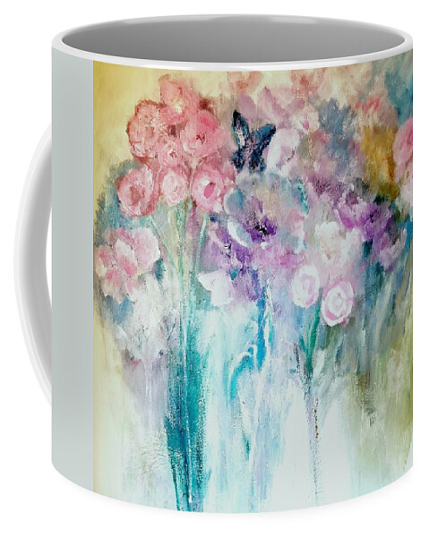 Mother's Coffee Mug featuring the digital art A Mothers Day Floral Acrylic Painting by Lisa Kaiser by Lisa Kaiser