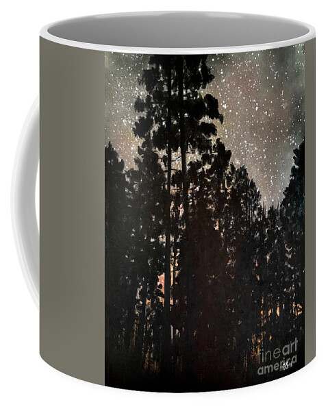 Night Coffee Mug featuring the painting The Forest night by Wonju Hulse