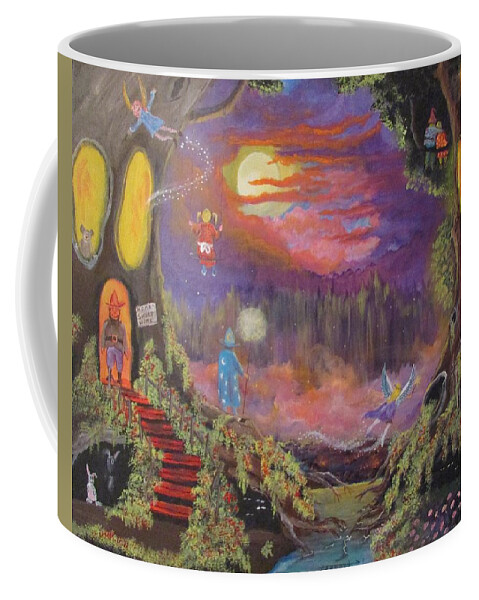  Coffee Mug featuring the painting A Night with Elves and Fairies by Dave Farrow