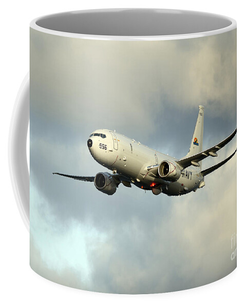 Exercise Bold Alligator Coffee Mug featuring the photograph A P-8a Poseidon In Flight by Stocktrek Images