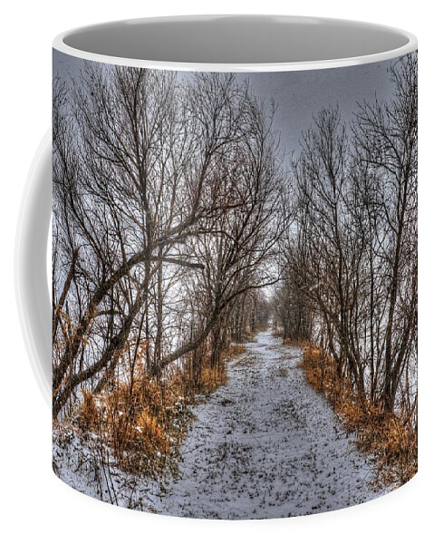 Snowy Coffee Mug featuring the photograph A Path Less Traveled by J Laughlin