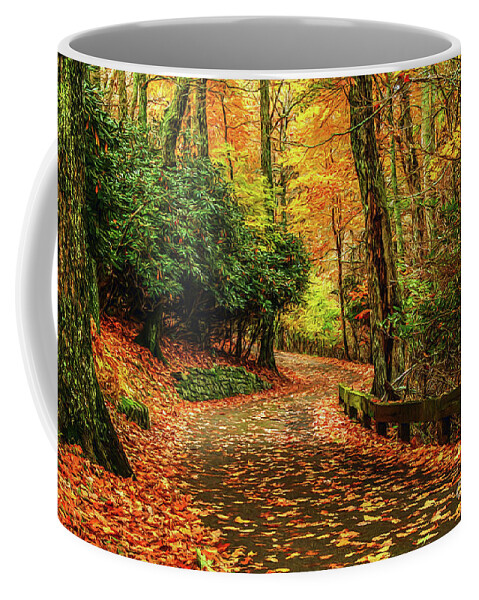 Virginia Coffee Mug featuring the photograph A Path through Autumn by Darren Fisher