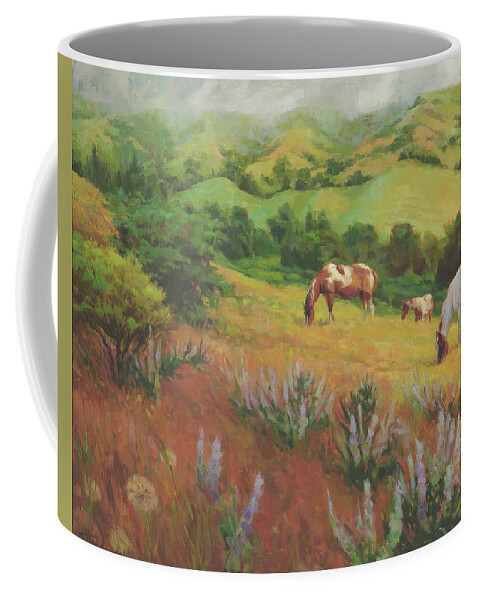 Horse Coffee Mug featuring the painting A Peaceful Nibble by Steve Henderson