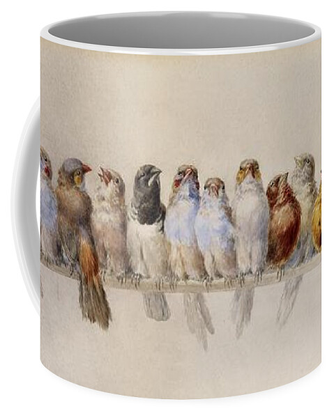 Hector Giacomelli (french Coffee Mug featuring the painting A Perch of Birds by Hector Giacomelli