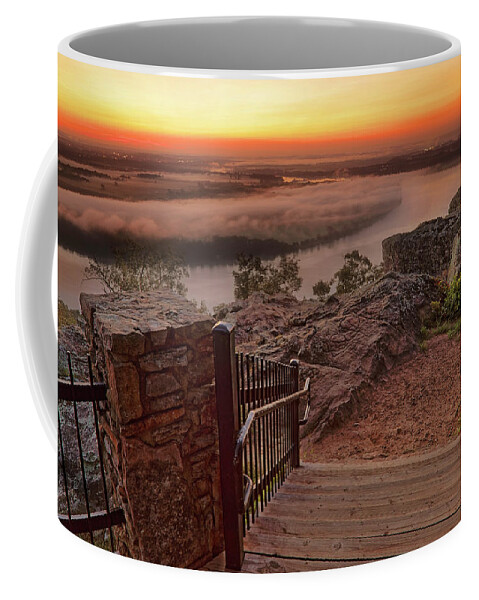 Petit Jean Coffee Mug featuring the photograph A Petit Jean Sunrise - Arkansas - Landscape by Jason Politte