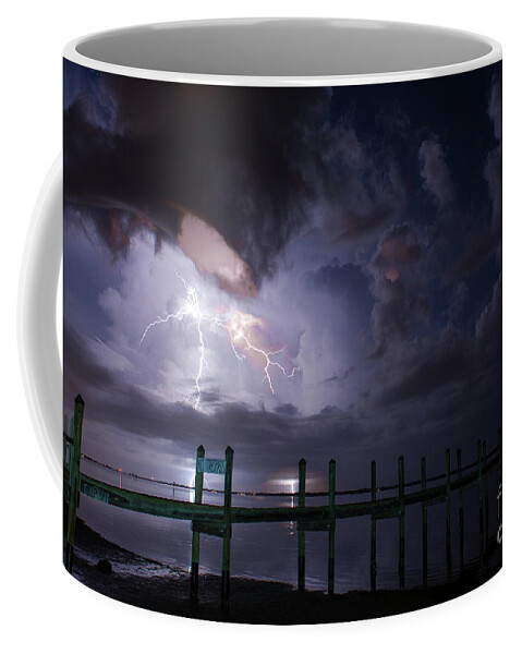 Lightning Coffee Mug featuring the photograph A Pier With A View by Quinn Sedam