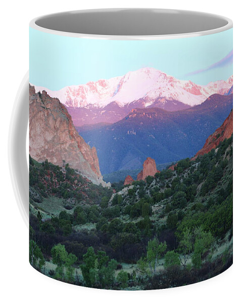 Pikes Peak Coffee Mug featuring the photograph A Pikes Peak Sunrise by Eric Glaser