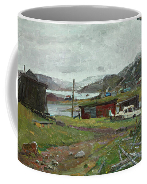 Landscape Coffee Mug featuring the painting A rainy night by Juliya Zhukova