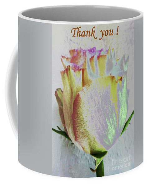 Thanks Coffee Mug featuring the photograph A rose to thank you by Barbie Corbett-Newmin