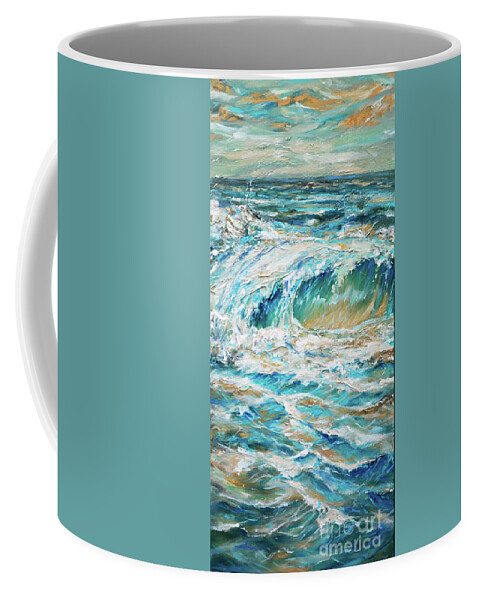 Surf Coffee Mug featuring the painting A Set Rolls In by Linda Olsen