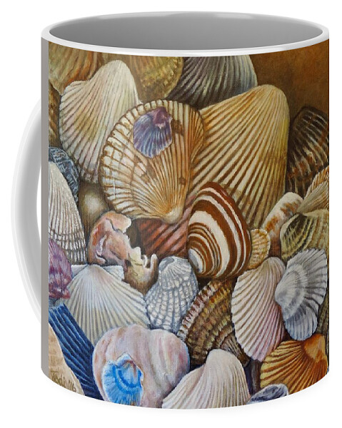 Shell Coffee Mug featuring the painting A Shell of a Good Time by Jodi Higgins