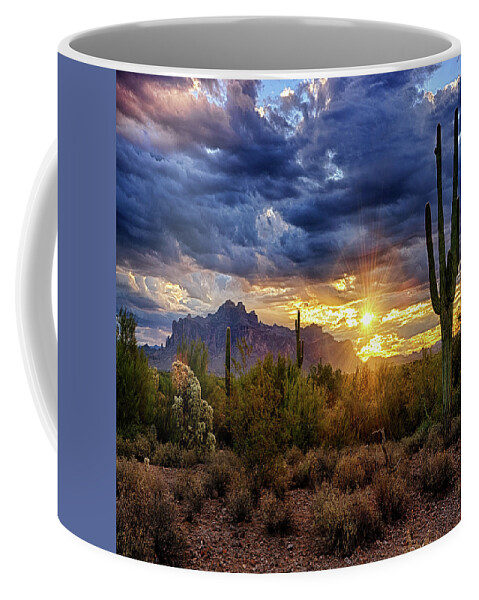 Sunrise Coffee Mug featuring the photograph A Sonoran Desert Sunrise - Square by Saija Lehtonen