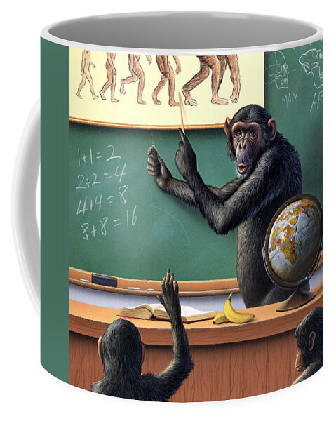 Darwin Coffee Mug featuring the painting A Specious Origin by Jerry LoFaro