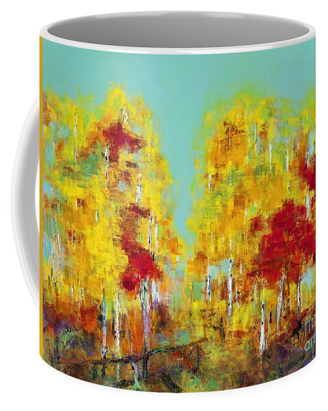 Aspens Coffee Mug featuring the painting A Splash of Red by Frances Marino