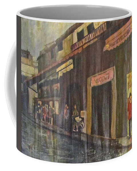 Rain Coffee Mug featuring the painting A Sudden Storm on Pontevecchio by Barbara O'Toole