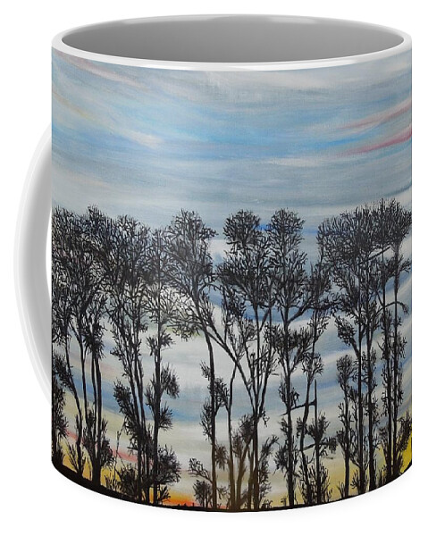 Silhouette Treeline Coffee Mug featuring the painting A Treeline Silhouette by Marilyn McNish