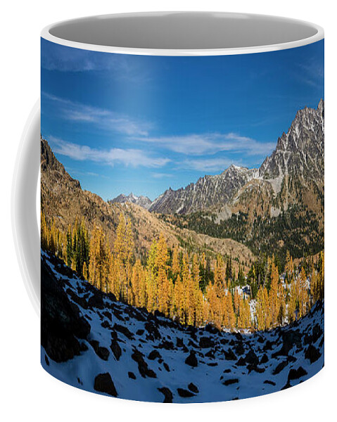 Enchantments Coffee Mug featuring the photograph A Valley of Larches 2 by Pelo Blanco Photo