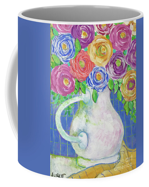 Flowers Coffee Mug featuring the painting A Vase Full of Happiness by Rosemary Aubut