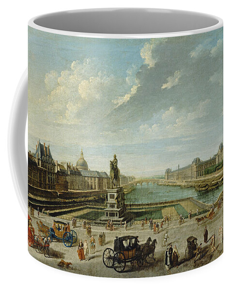 Nicolas-jean-baptiste Raguenet Coffee Mug featuring the painting A View of Paris from the Pont Neuf by Nicolas-Jean-Baptiste Raguenet