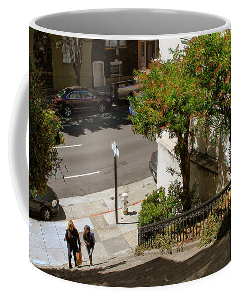 Joice Steps Coffee Mug featuring the photograph A Walk Up Joice St Steps by Bonnie Follett