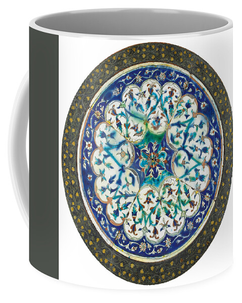 A Wire Inlaid Coffee Table With Kutahya Pottery Tiles Coffee Mug featuring the painting A Wire Inlaid Coffee Table With Kutahya Pottery Tiles by Eastern Accents