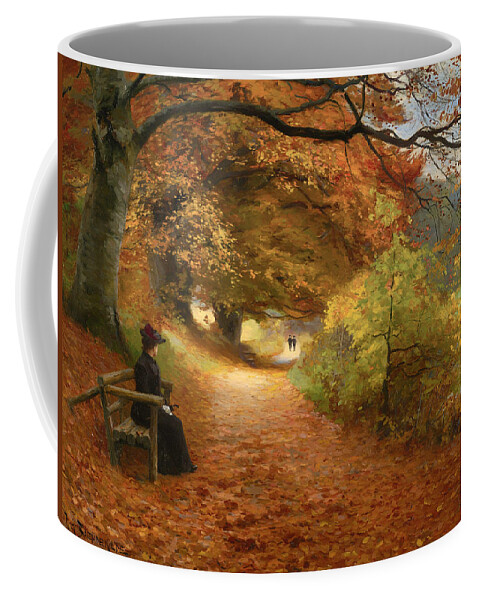Painting Coffee Mug featuring the painting A Wooded Path In Autumn by Mountain Dreams