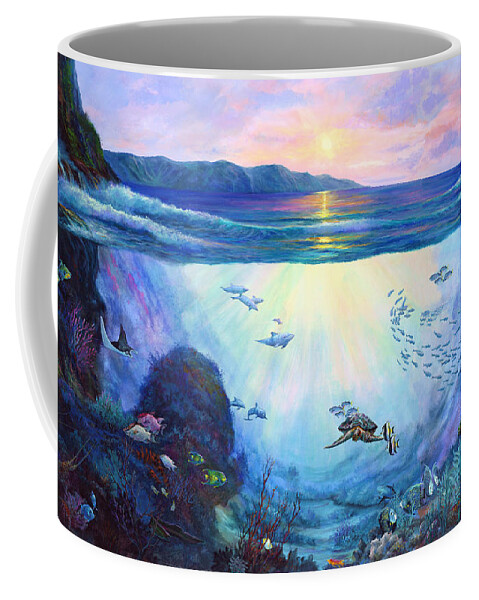 Large Sea Painting Coffee Mug featuring the painting A World Apart by Lynne Pittard