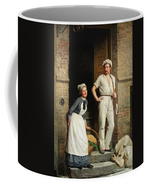 Carl Heinrich Bloch Coffee Mug featuring the painting A young baker cooling down by Carl Heinrich Bloch