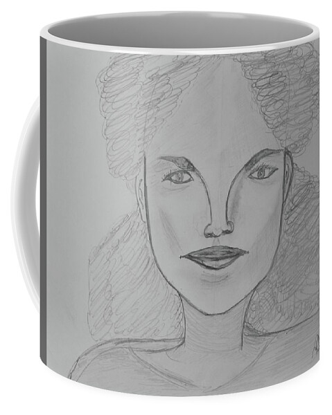 Drawing Coffee Mug featuring the drawing A young model by Roger Cummiskey