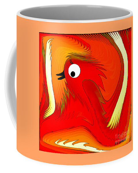 Comic Coffee Mug featuring the digital art A Zizzer Bird by Iris Gelbart