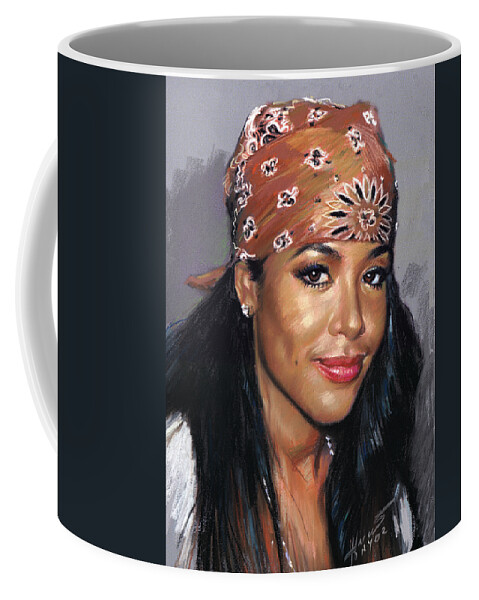 Aaliyah Dana Haughton Coffee Mug featuring the pastel Aaliyah Dana Haughton by Ylli Haruni