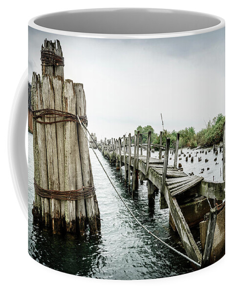 America Coffee Mug featuring the photograph Abandoned pier by Alexey Stiop