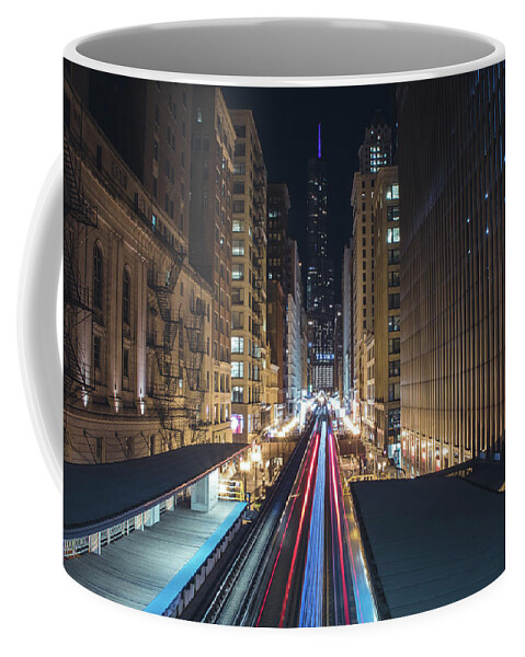Chicago Coffee Mug featuring the photograph Above the loop towards the Trump Tower by Jay Smith