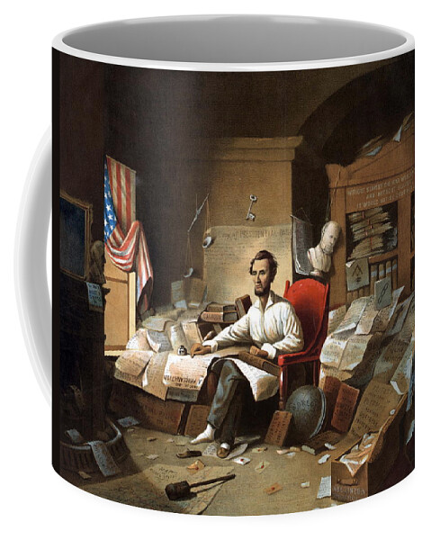 Abraham Coffee Mug featuring the painting Abraham Lincoln, Proclamation of Freedom, 1863 by American School