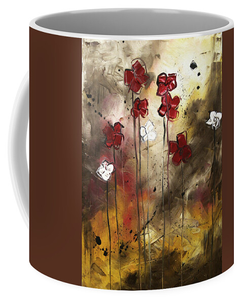 Abstract Coffee Mug featuring the painting Abstract Art Original Flower Painting FLORAL ARRANGEMENT by MADART by Megan Duncanson