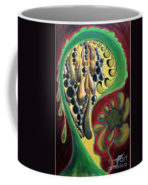 Abstract Coffee Mug featuring the painting Abstract Awakening by Jolanta Anna Karolska