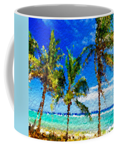 Anthony Fishburne Abstract Beach Palmettos Coffee Mug featuring the mixed media Abstract beach Palmettos by Anthony Fishburne