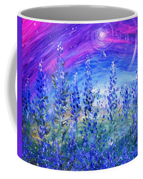 Bluebonnets Coffee Mug featuring the painting Abstract Bluebonnets by J Vincent Scarpace