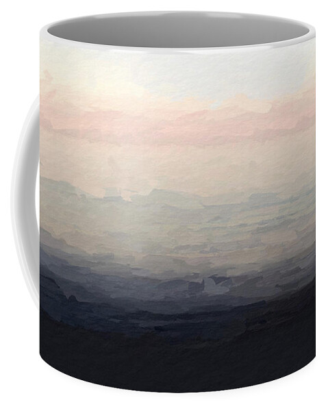 Anthony Fishburne Coffee Mug featuring the mixed media Abstract Dawn Black Sand Beach by Anthony Fishburne